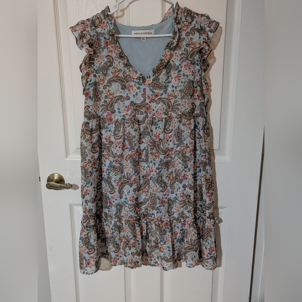 Emma And Michele Sleeveless Ruffle Dress